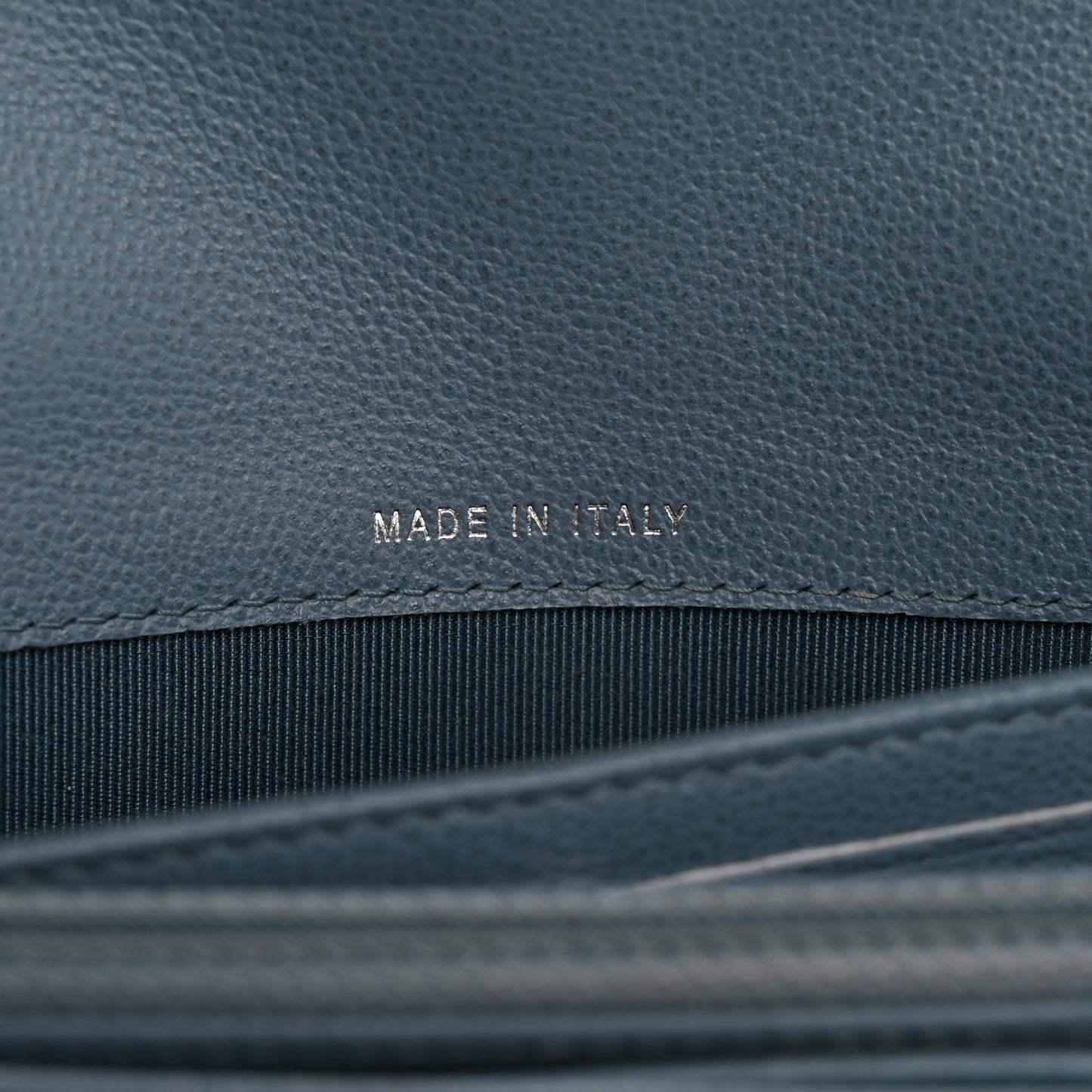 Grained Calfskin Quilted CC Box Flap Wallet Blue