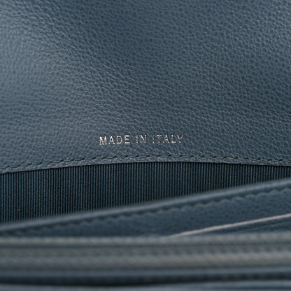 Chanel Grained Calfskin Quilted CC Box Flap Wallet Blue 7 of 13