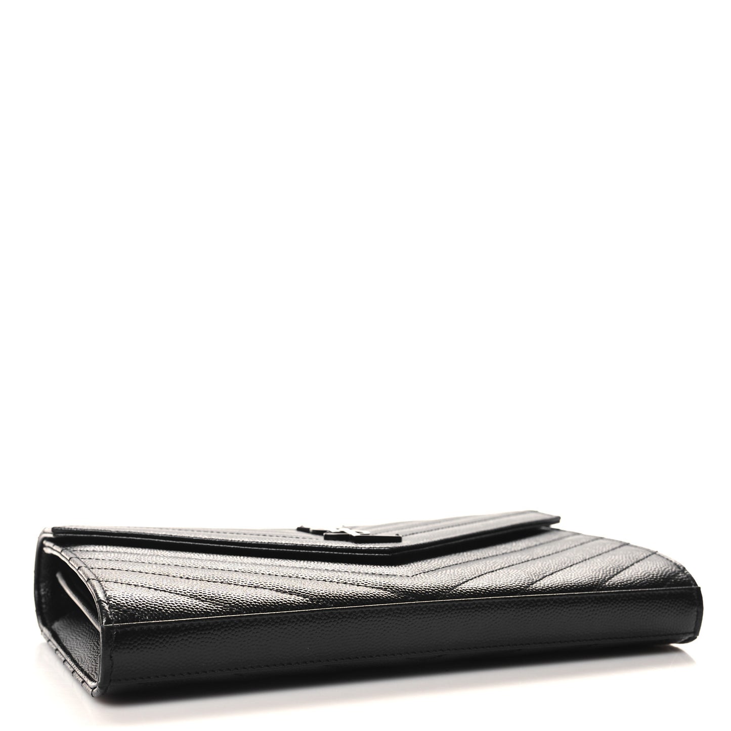 Grain De Poudre Matelasse Chevron Monogram Monochrome Chain Wallet Black