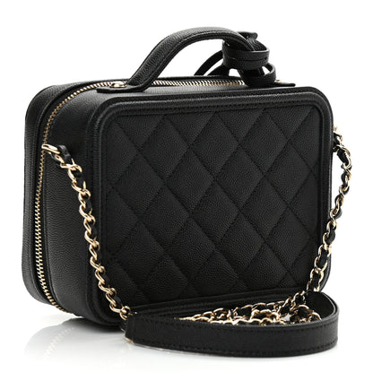 Chanel Caviar Quilted Small CC Filigree Vanity Case Black 3 of 10