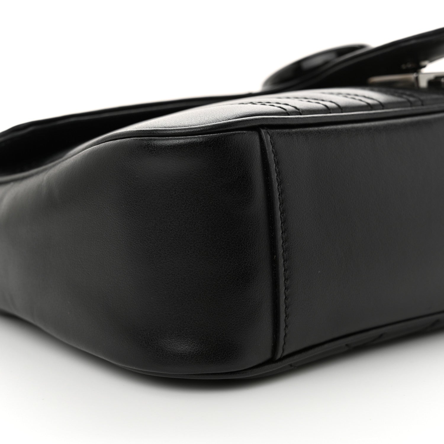 Gucci Calfskin Matelasse Monochrome Small GG Marmont Shoulder Bag Black 9 of 13