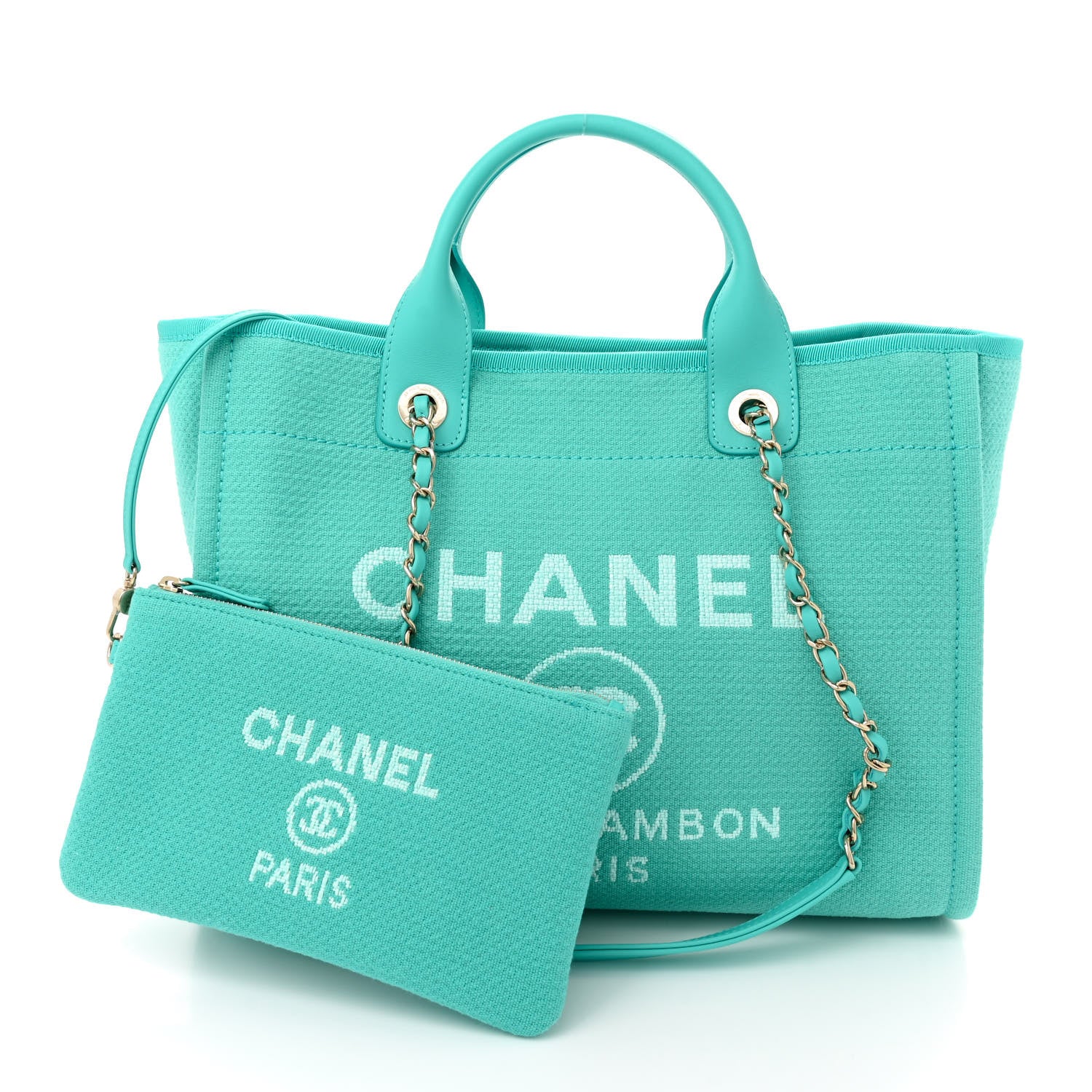 Chanel Mixed Fibers Small Deauville Tote Turquoise 3 of 12