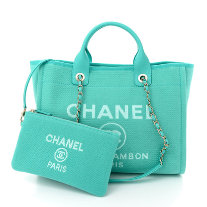Chanel Mixed Fibers Small Deauville Tote Turquoise 3 of 12