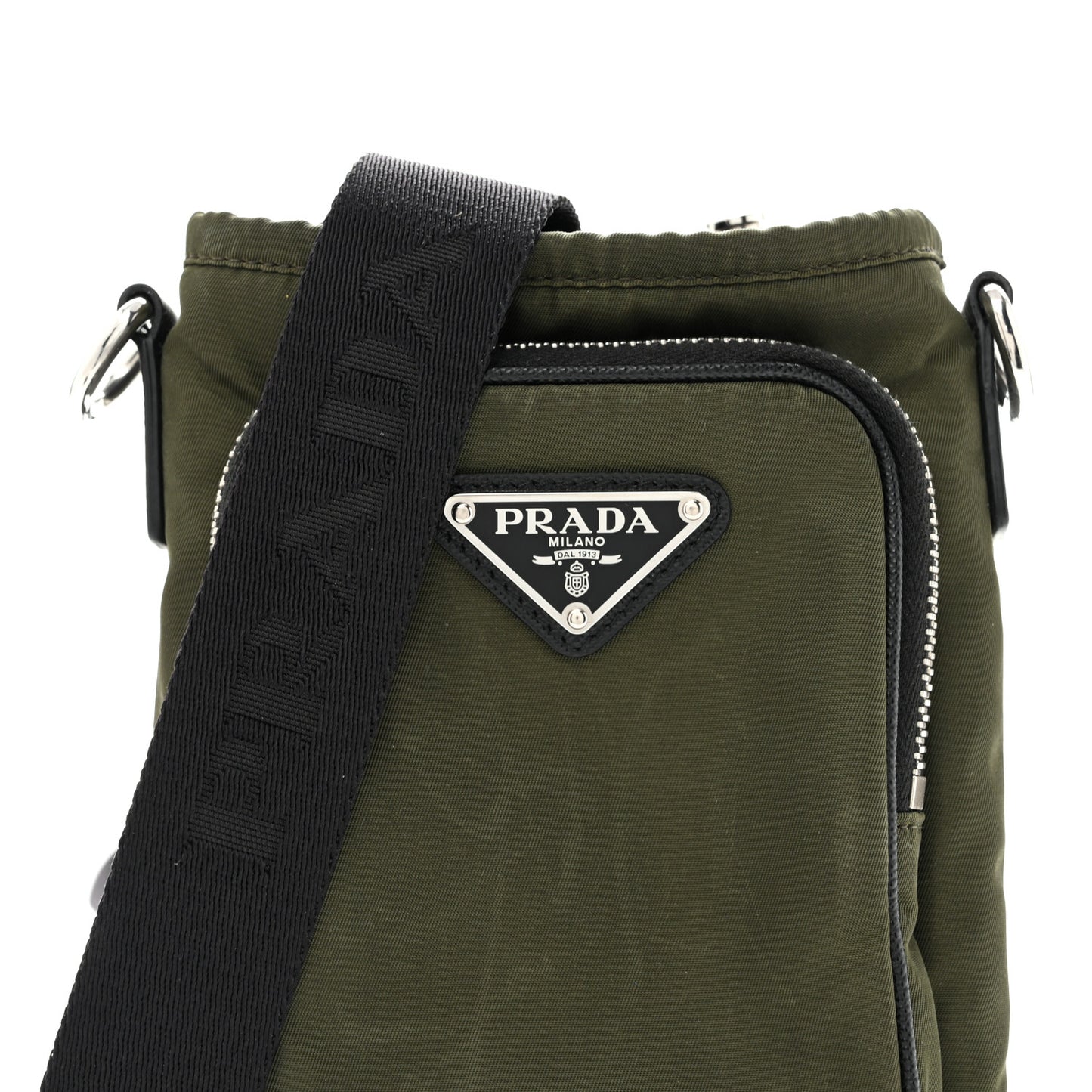 Tessuto Nylon Saffiano Phone Case Crossbody Green