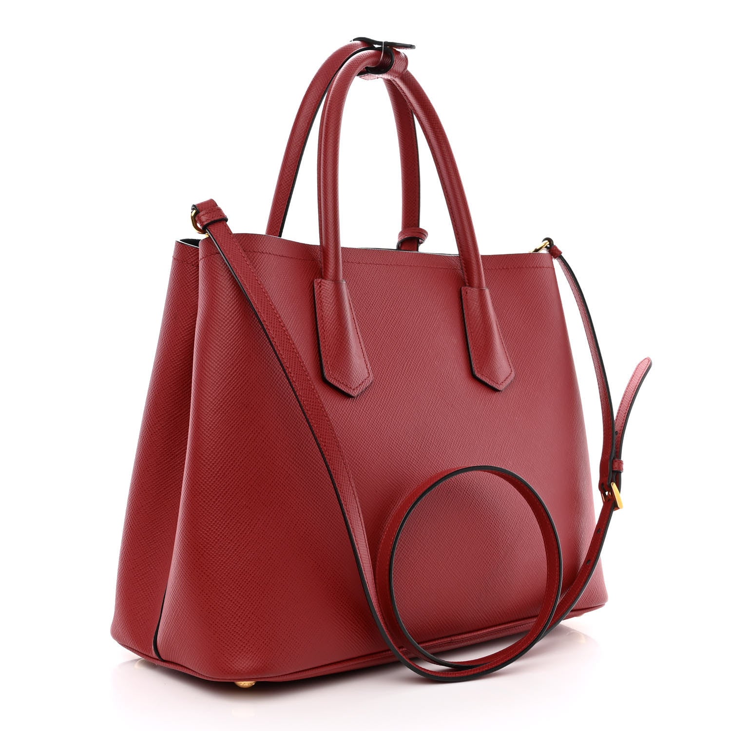 Prada Saffiano Cuir Medium Double Bag Fuoco 3 of 13