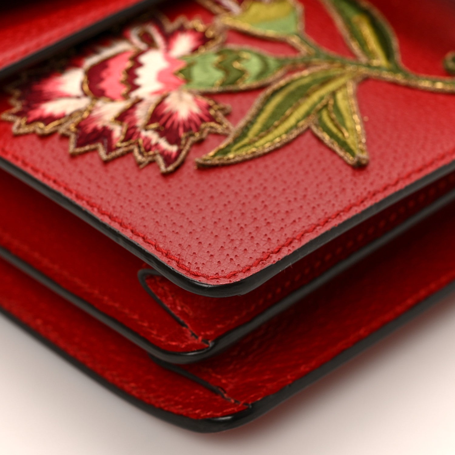 Gucci Calfskin Web Floral Embroidered Small Dionysus Shoulder Bag Hibiscus Red 8 of 9