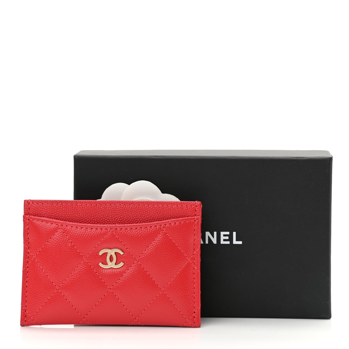 Caviar Quilted Card Holder Red