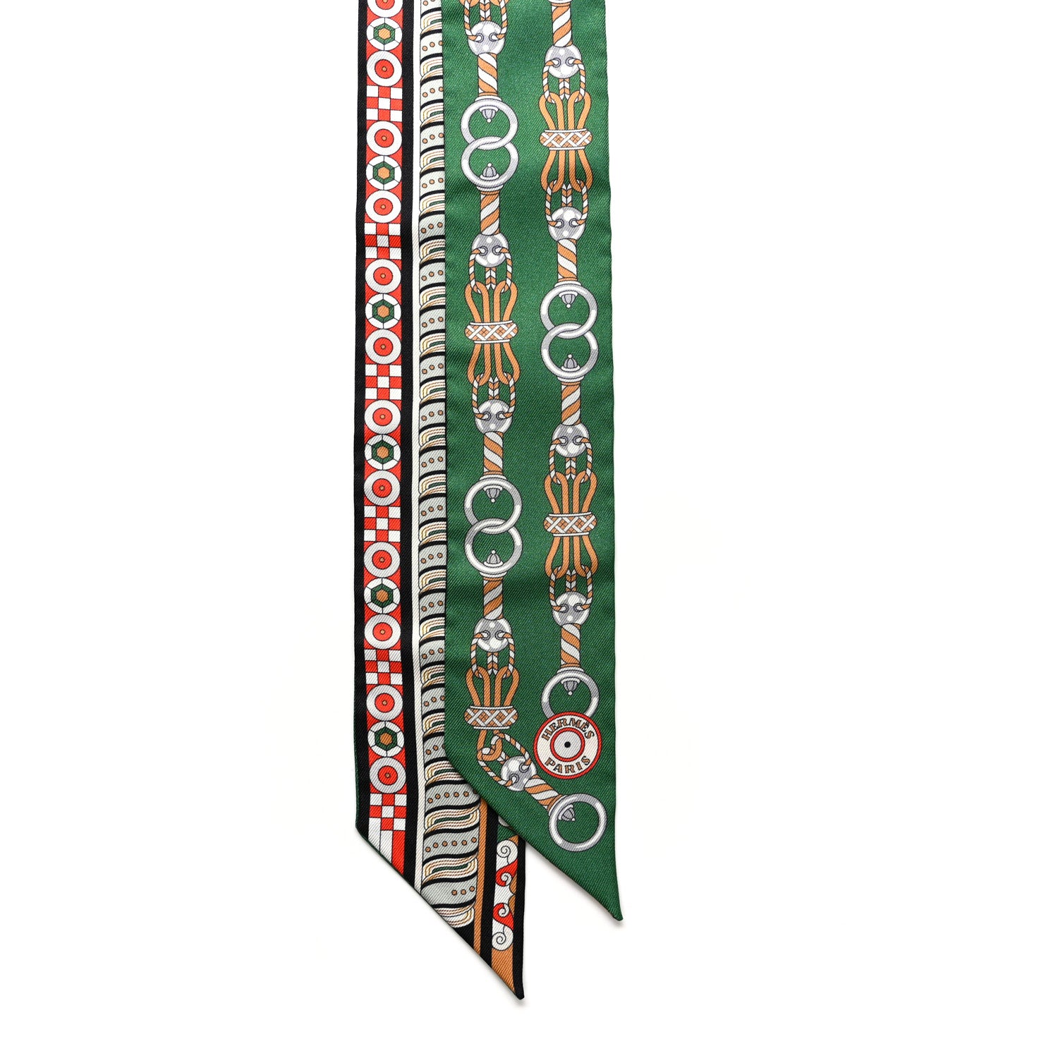 Hermes Silk Harnais En Rosace Twilly Vert Beige Vermillion 2 of 4