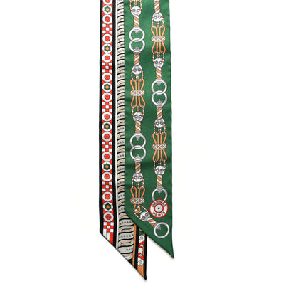 Hermes Silk Harnais En Rosace Twilly Vert Beige Vermillion 2 of 4
