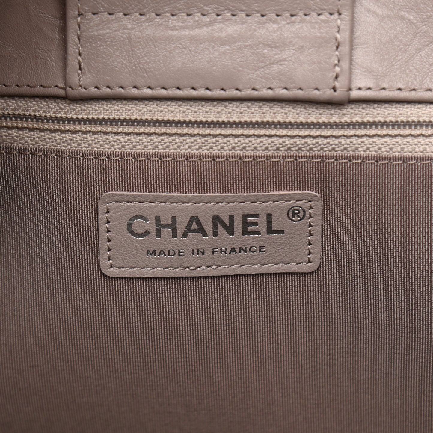 Aged Calfskin Chevron Quilted Large Classic Shopping Tote Grey