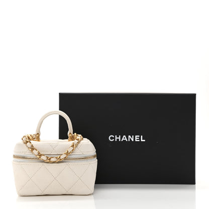 Chanel Caviar Quilted Mini Top Handle Vanity With Chain White 11 of 11