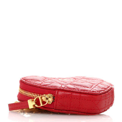 Christian Dior Calfskin Cannage Dioramour Caro Heart Pouch With Chain Bright Red 4 of 11