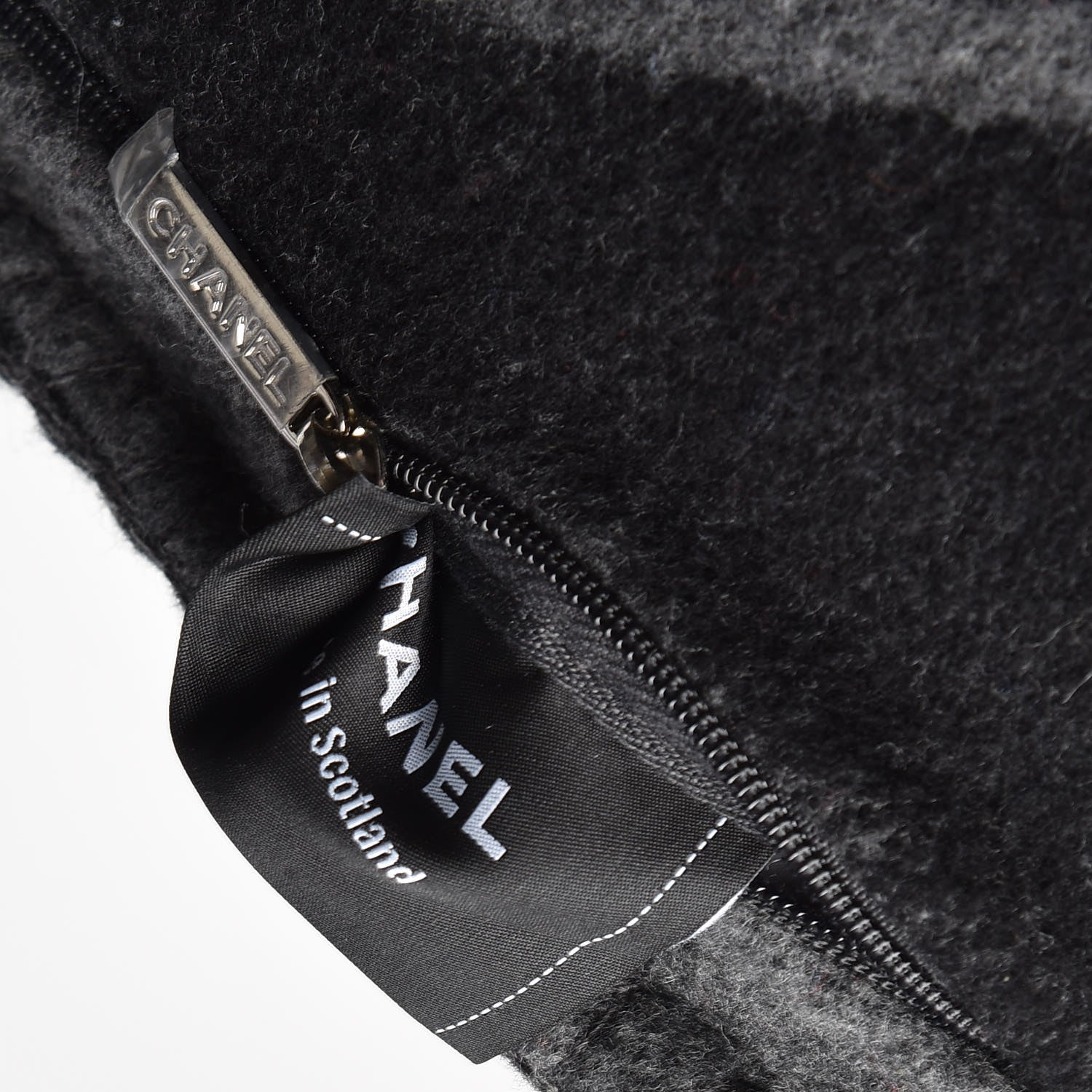 Chanel Merino Wool Cashmere CC Pillow Black Grey 5 of 5