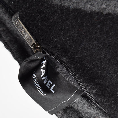 Chanel Merino Wool Cashmere CC Pillow Black Grey 5 of 5