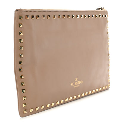 Valentino Garavani Vitello Large Rockstud Zip Wristlet Pouch Alpaca 3 of 7