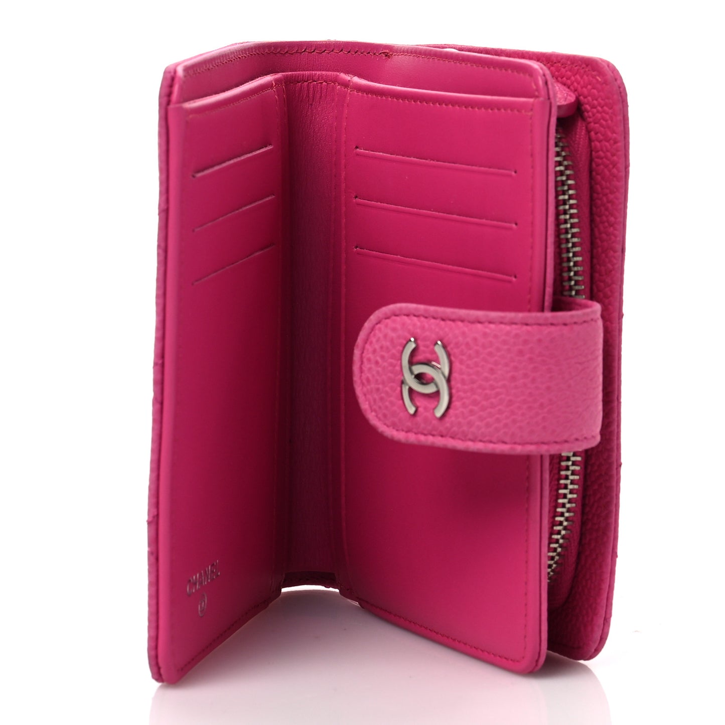 Caviar Quilted CC French Wallet Hot Pink