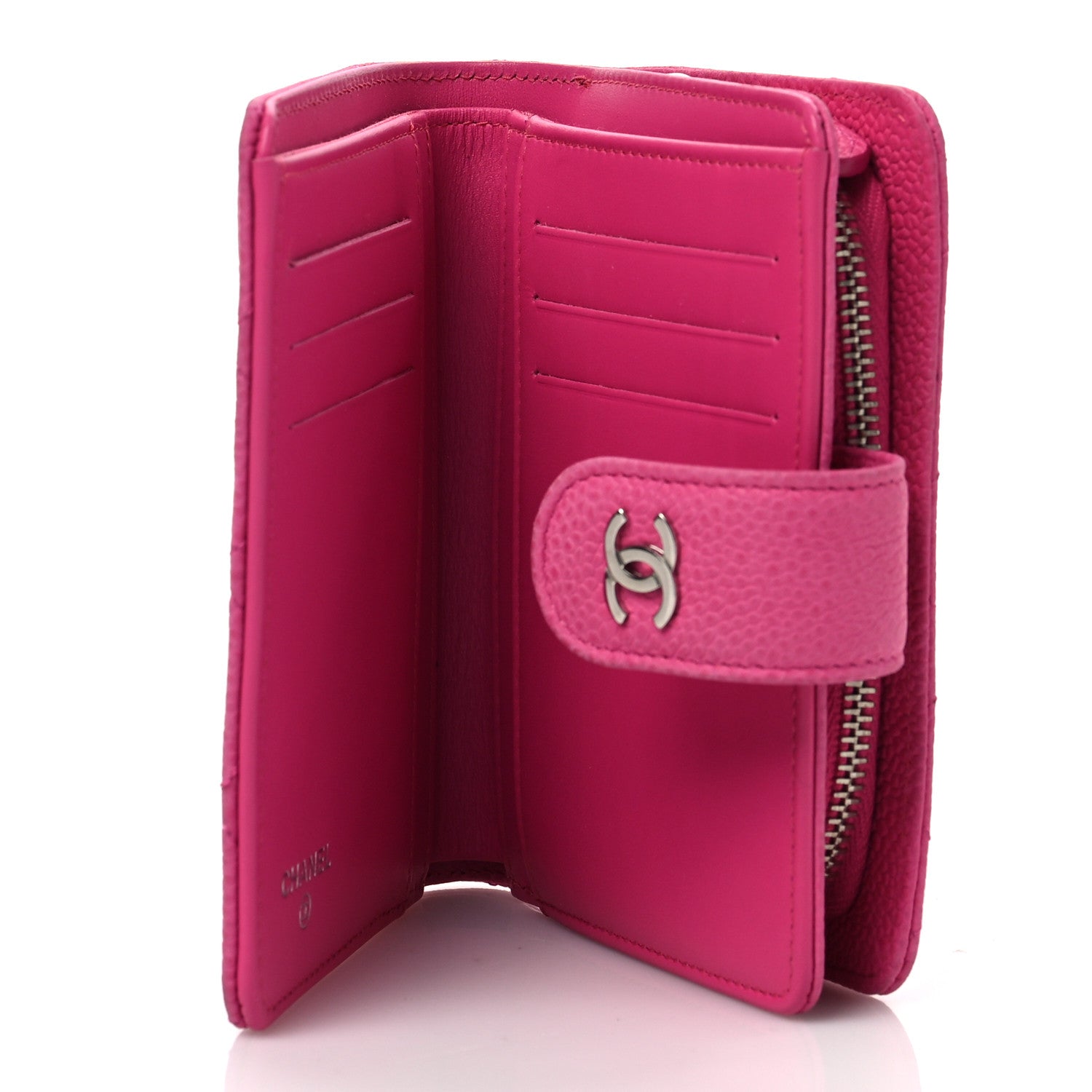 Chanel Caviar Quilted CC French Wallet Hot Pink 5 of 7