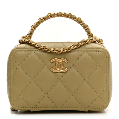 Chanel Lambskin Quilted Chain Top Handle Vanity Case Light Green 1 of 8