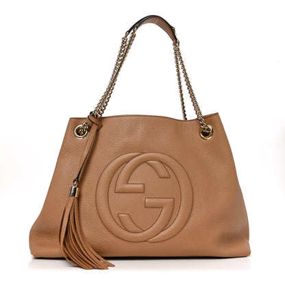 Gucci Pebbled Calfskin Medium Soho Chain Shoulder Bag Camelia 1 of 9