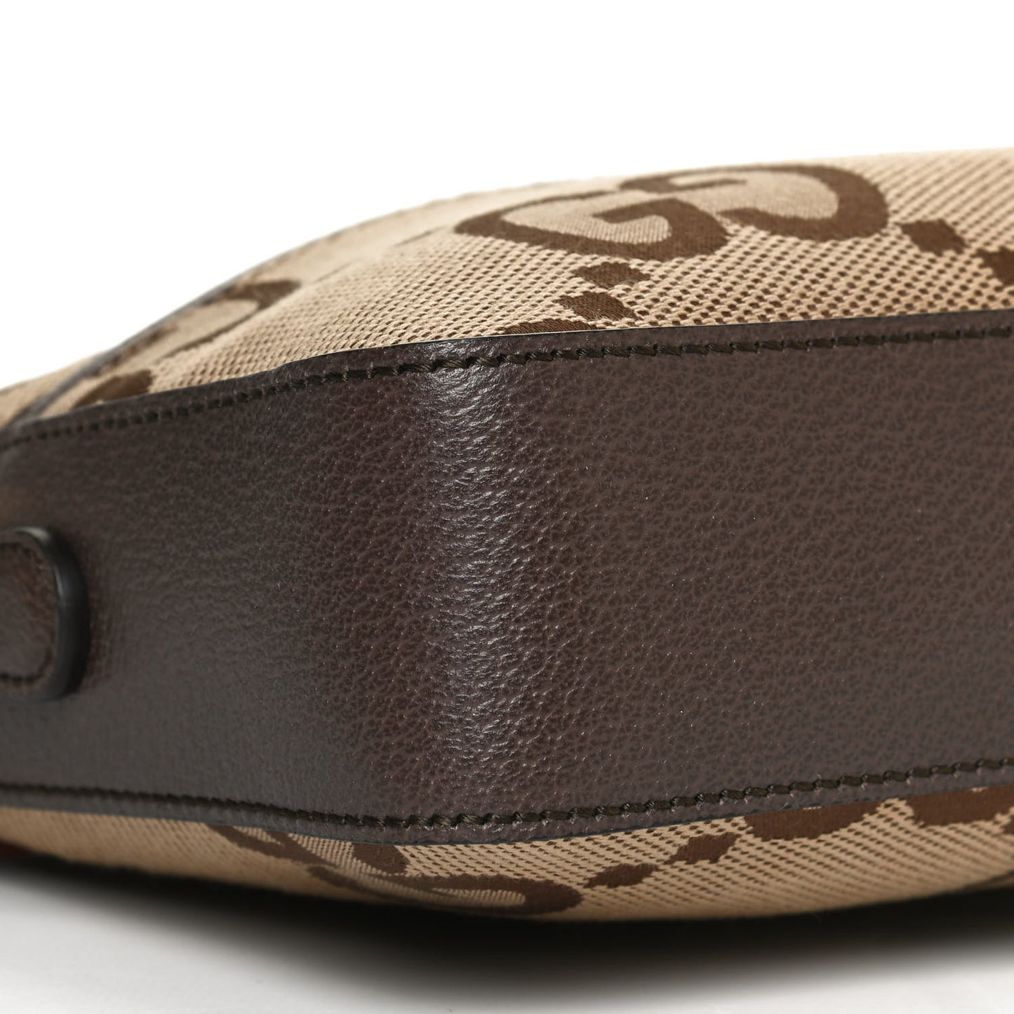 Monogram Jumbo GG Textured Dollar Calfskin Web Messenger Shoulder Bag Camel Ebony New Acero