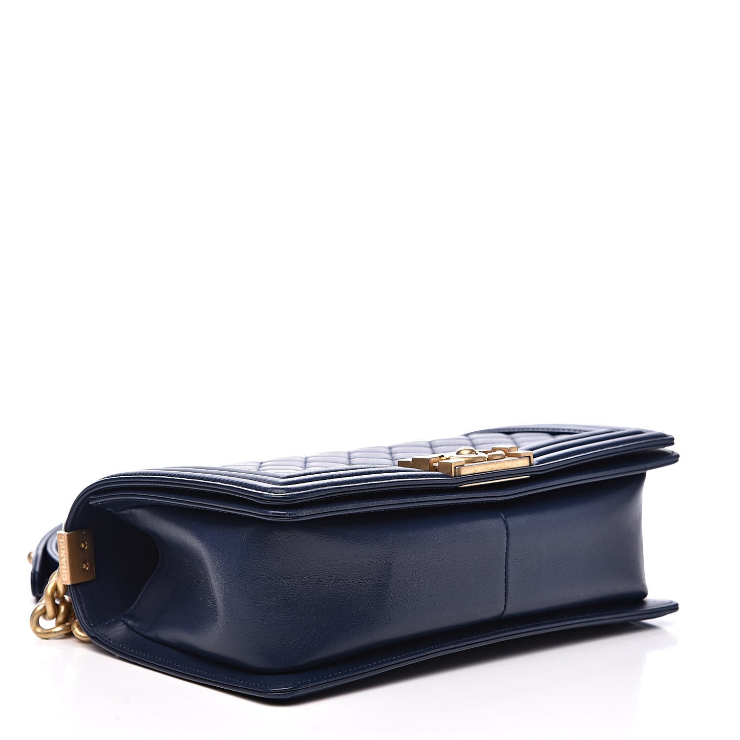 Lambskin Quilted Medium Boy Flap Dark Blue