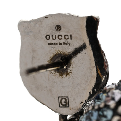 Gucci Metal Crystal Pearl Spike Feline Earrings Silver 4 of 6