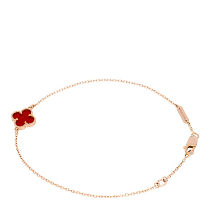 Van Cleef & Arpels 18K Rose Gold Carnelian Sweet Alhambra Bracelet 2 of 4
