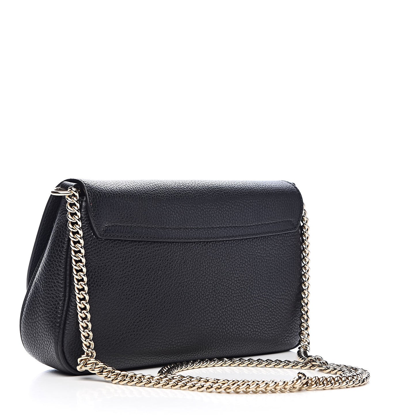 Pebbled Calfskin Medium Soho Flap Crossbody Black