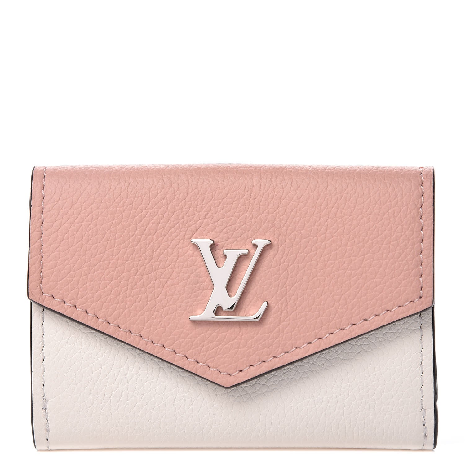 Louis Vuitton Calfskin Lockmini Wallet Rose Ballerine Maito White Black 1 of 9