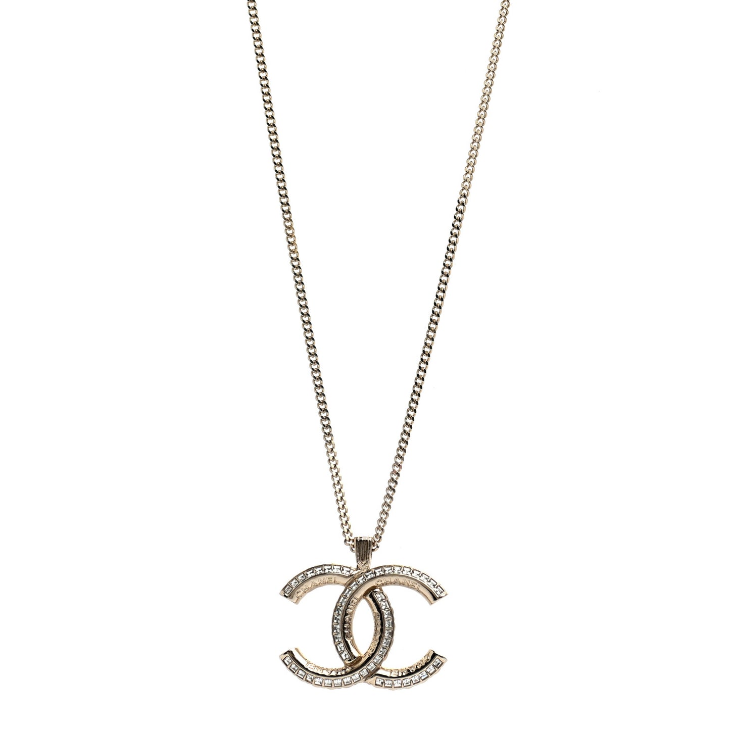 Crystal CC Chain Necklace Gold