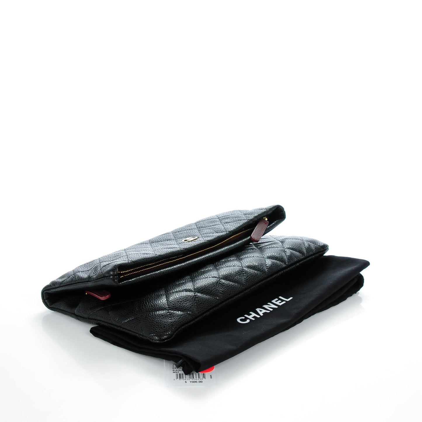 Caviar Quilted CC Beauty Clutch Black