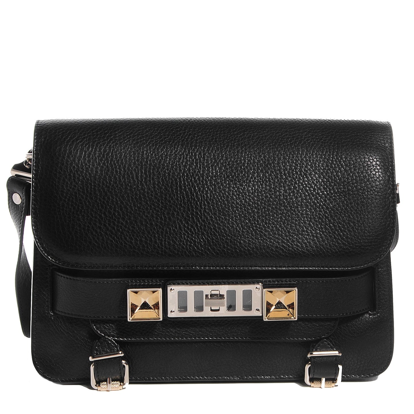 Textured Leather PS11 Classic Shoulder Bag Black