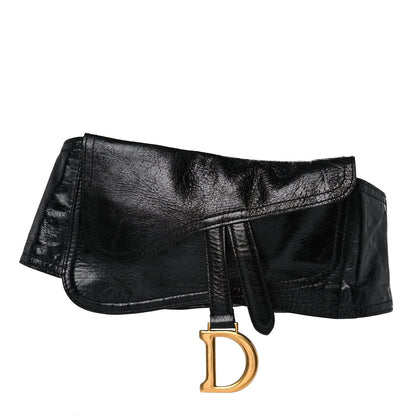 Christian Dior Crinkled Lambskin 135mm Saddle Belt Black 1 of 9