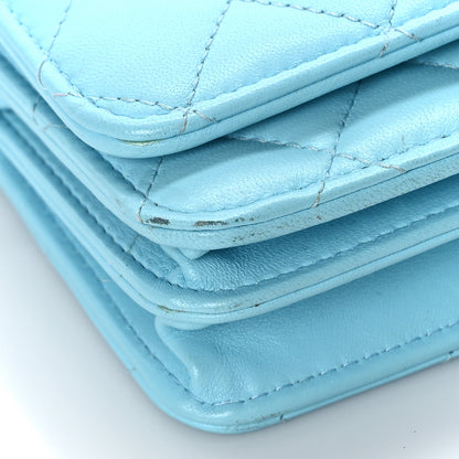 Chanel Lambskin Quilted Mini Wallet On Chain WOC Neon Blue 9 of 11