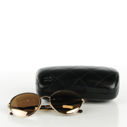 Chanel 18k Gold Mirror Round Signature Sunglasses 4206 Gold 6 of 6