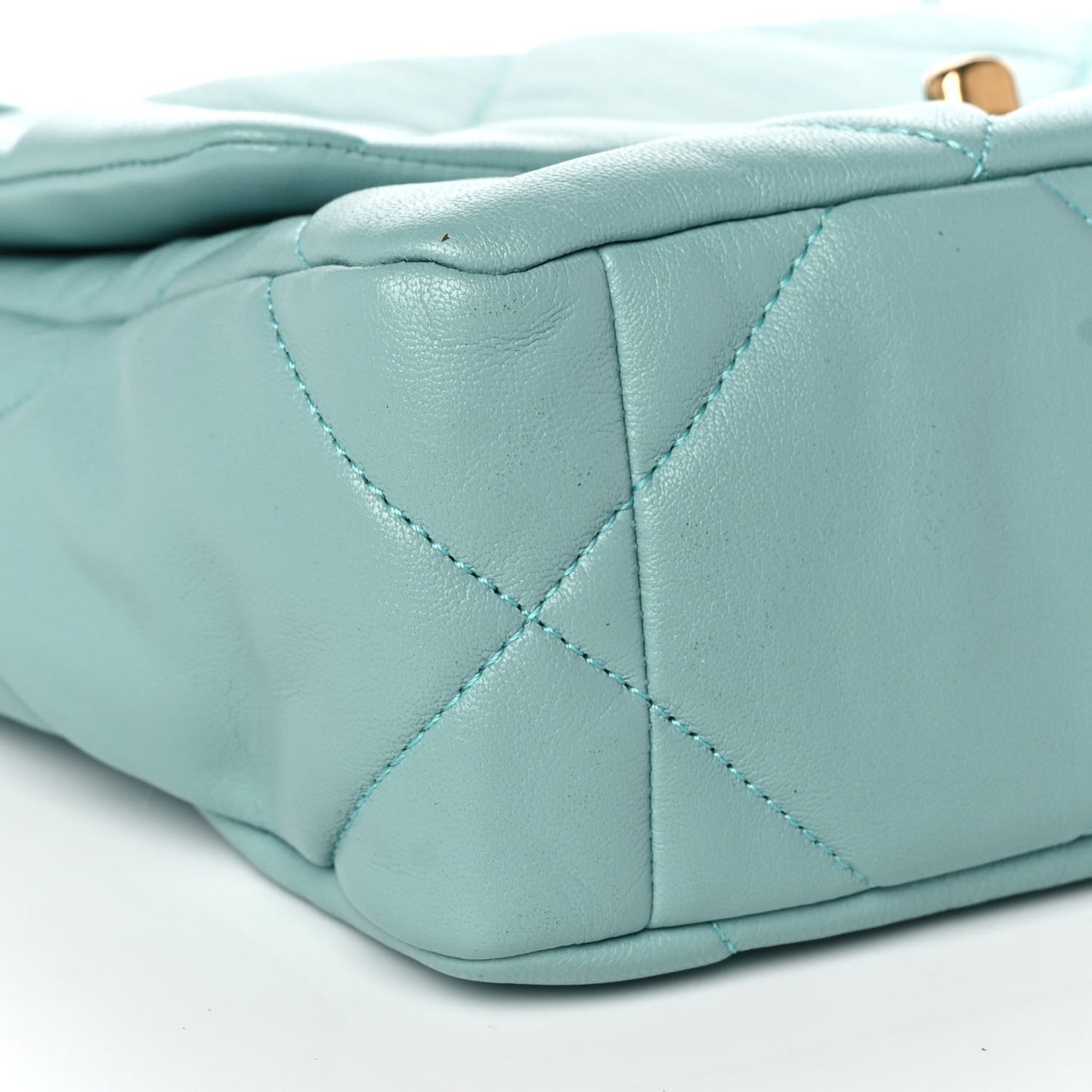 Shiny Lambskin Quilted Medium Chanel 19 Flap Light Blue