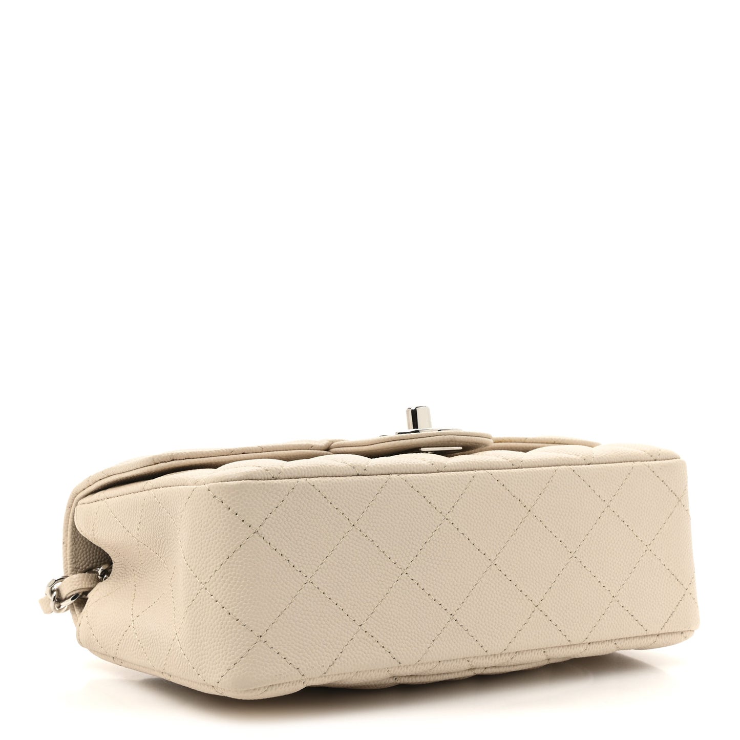 Caviar Quilted Mini Rectangular Flap Light Beige