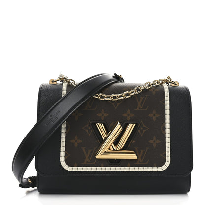 Louis Vuitton Calfskin Monogram Braided Twist Shoulder Bag MM Black 1 of 9
