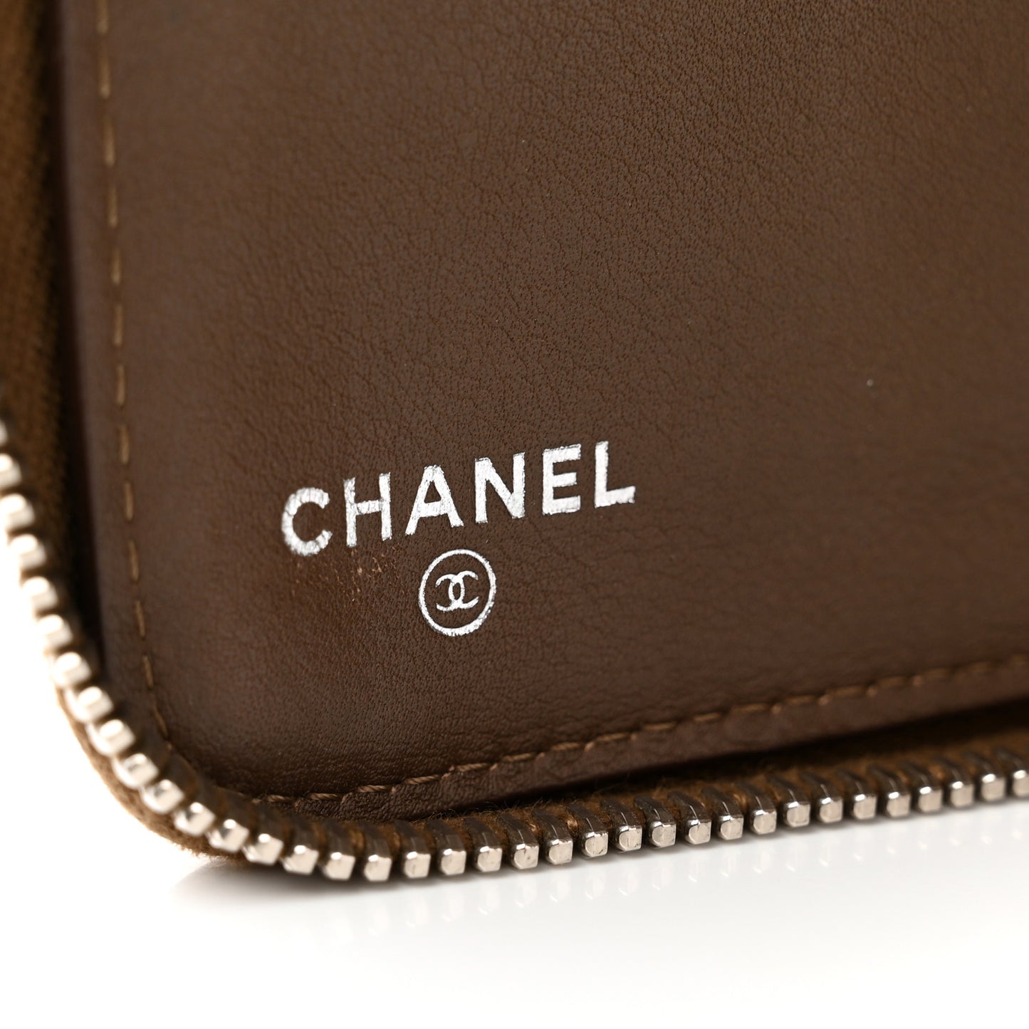 Patent Quilted Large Zip Around Organizer Wallet Brown