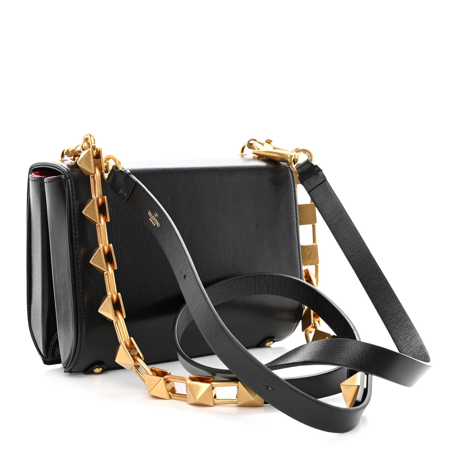 Valentino Garavani Grainy Calfskin Vlogo Stud Sign Shoulder Bag Black 3 of 11