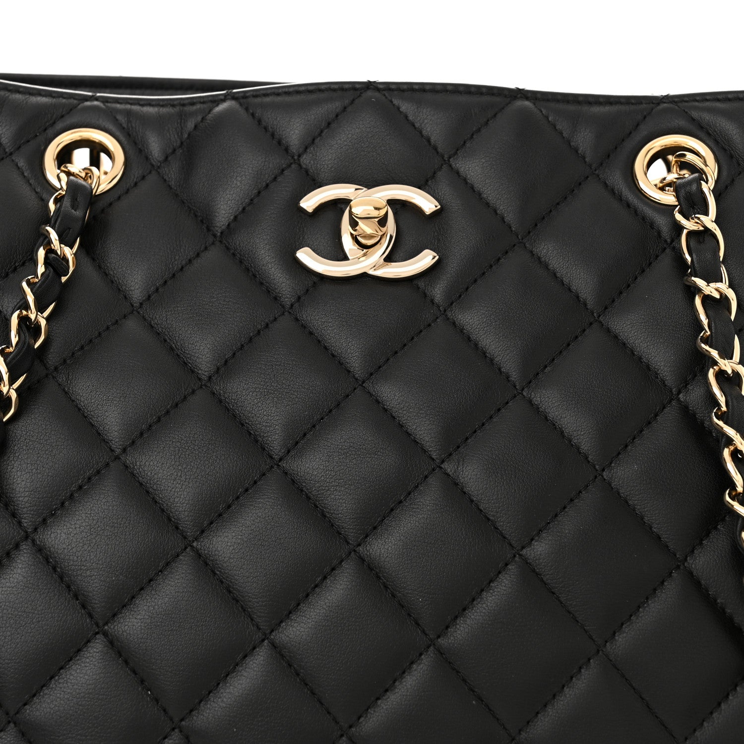 Chanel Calfskin Quilted Large Classic Shopping Tote Black 8 of 12