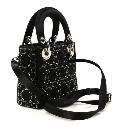 Christian Dior Satin Crystal Cannage Mini Lady Dior Black 2 of 9