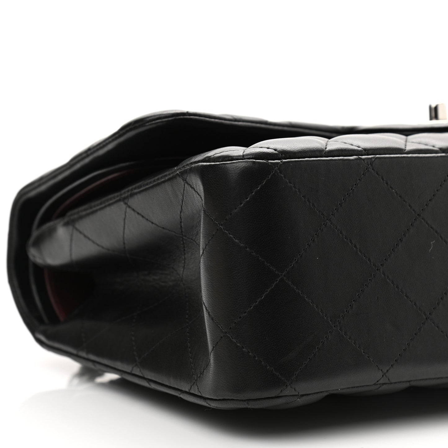 Lambskin Quilted Jumbo Double Flap Black