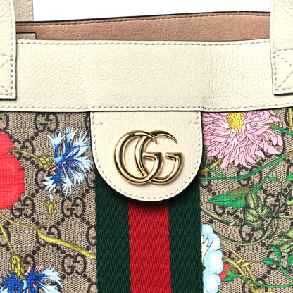 Gucci GG Supreme Monogram Flora Web Ophidia Vertical Shopping Tote White 9 of 13