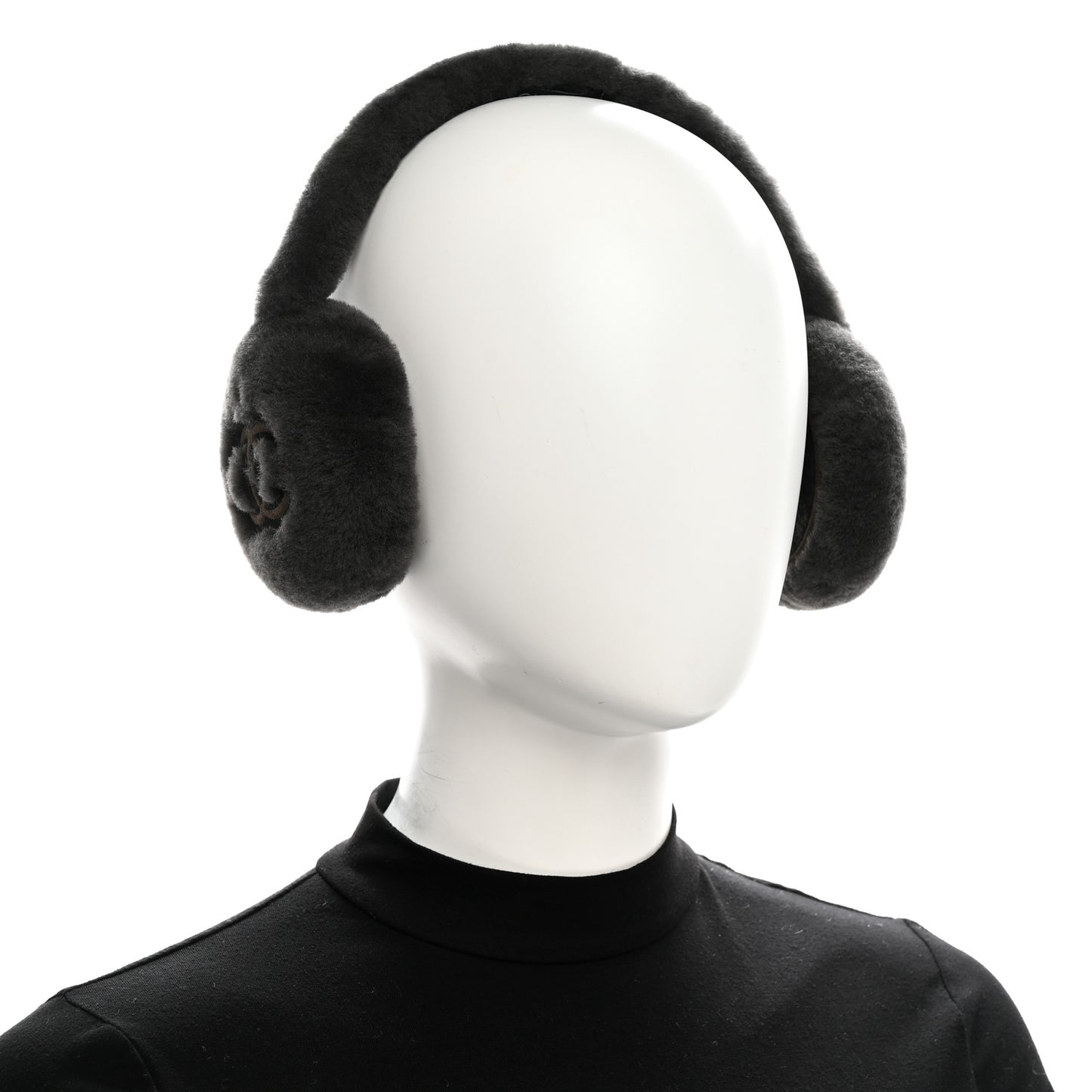 Shearling CC Ear Muffs Dark Grey