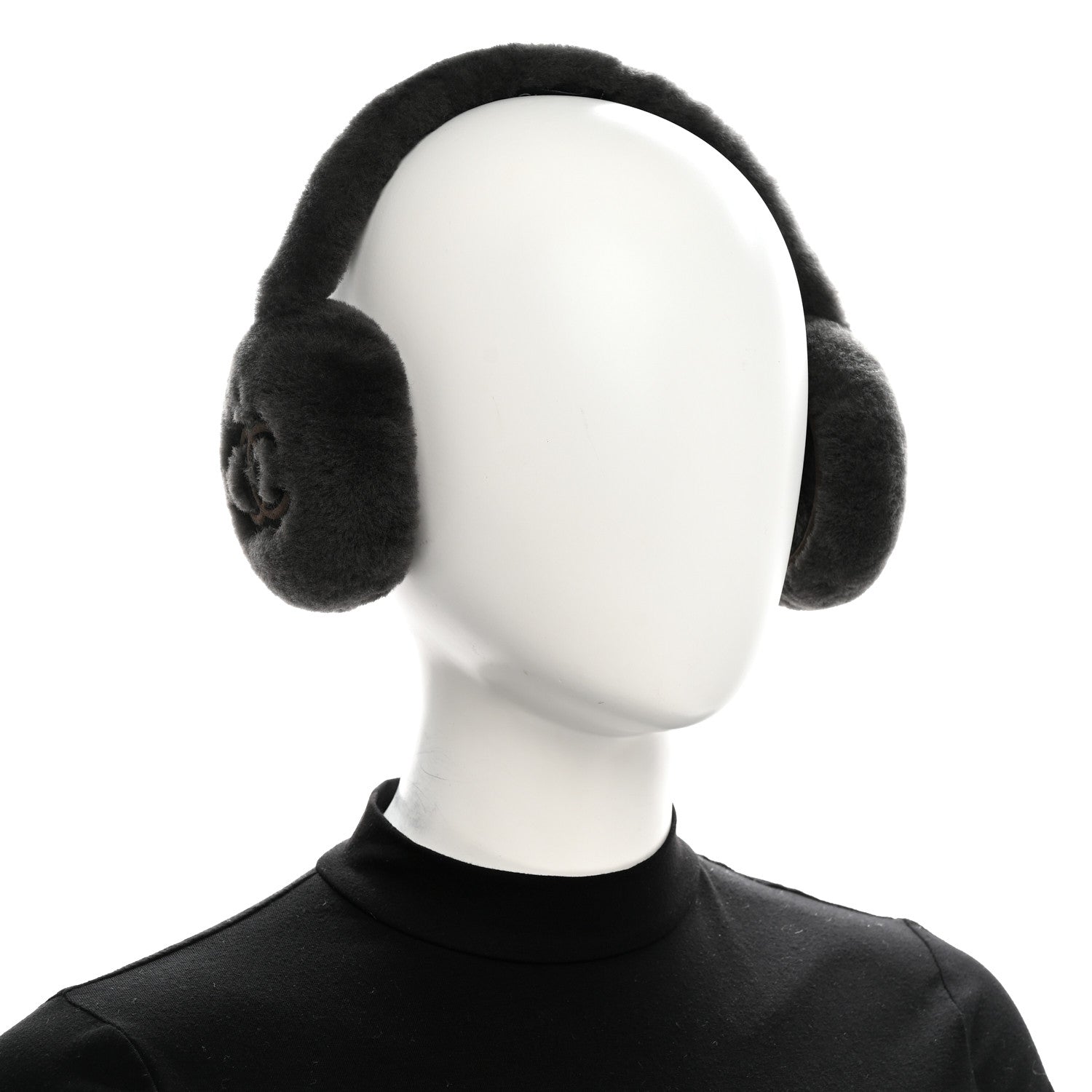 Chanel Shearling CC Ear Muffs Dark Grey 2 of 5