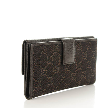 Gucci Denim Monogram Calfskin Continental Wallet Dark Brown 3 of 7