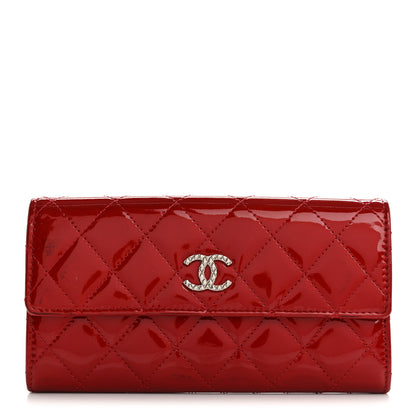 Chanel Patent Calfskin Quilted Large Brilliant Flap Wallet Dark Red 1 of 13