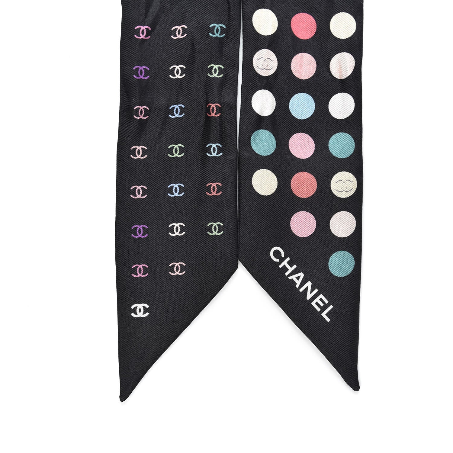Chanel Silk Polka Dot CC Slim Bandeau Black Multicolor 2 of 4