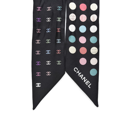 Chanel Silk Polka Dot CC Slim Bandeau Black Multicolor 2 of 4